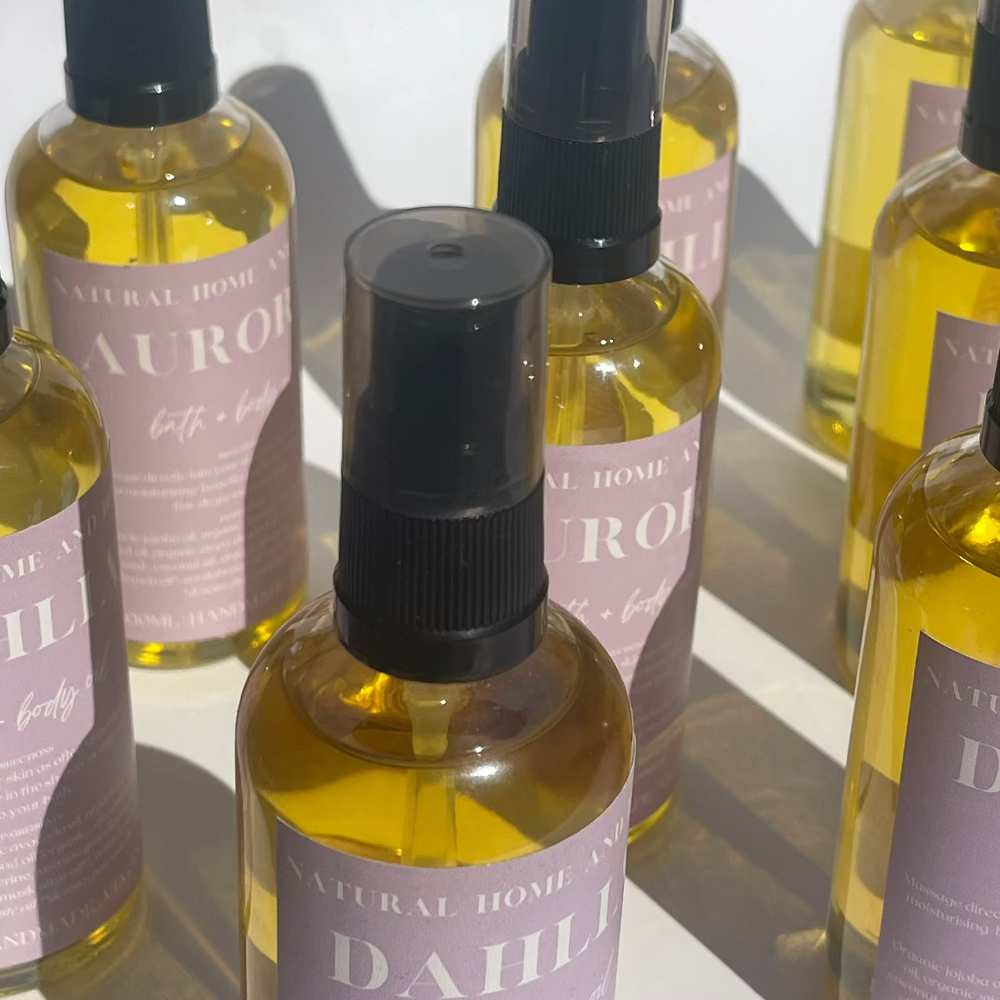 Body oils lined up.