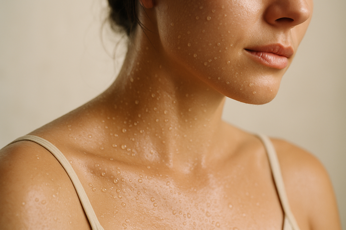 Sweating woman, to indicate toxin overload.