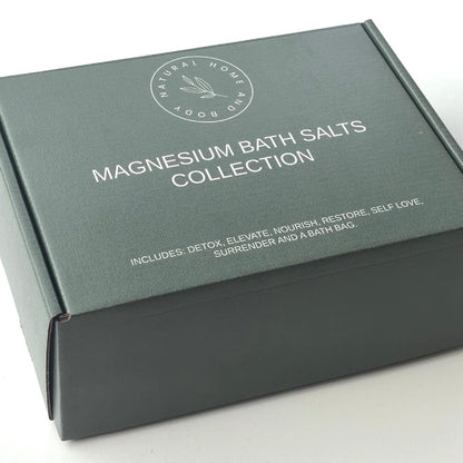 Box of Magnesium Bath Salts Collection on a white background