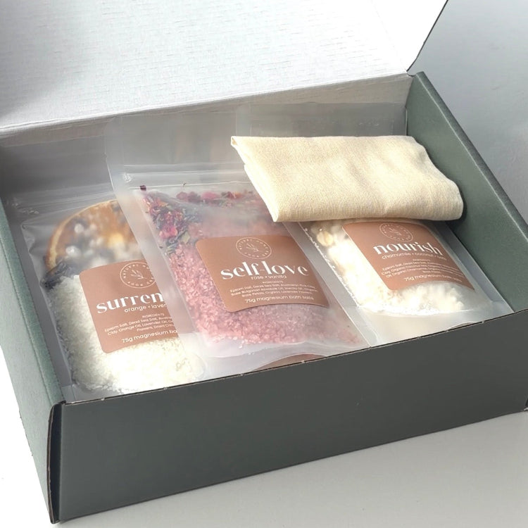 Gift set with self-care products in a box